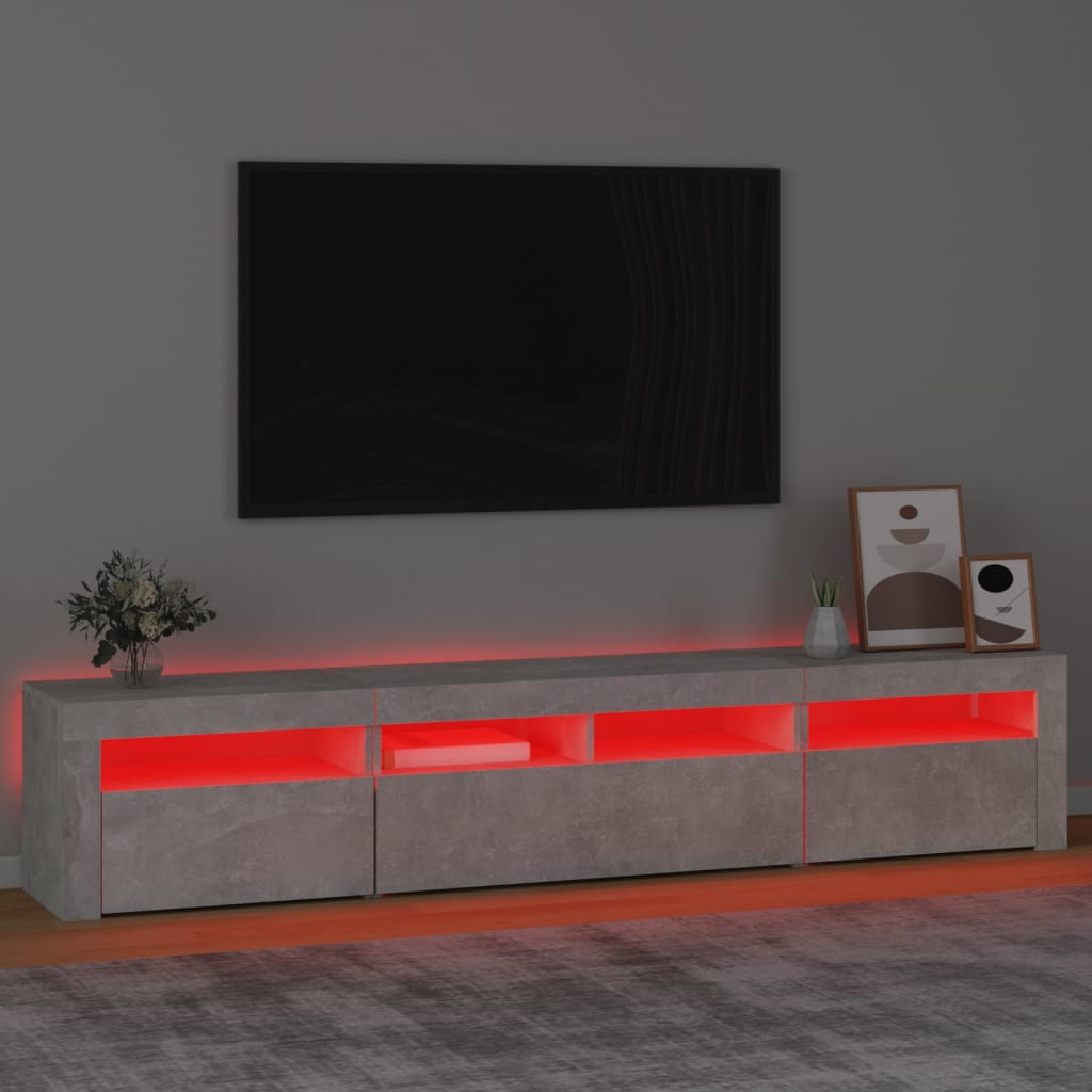 TV Cabinet with LED Lights Concrete Grey 210 x 35 x 40 cm