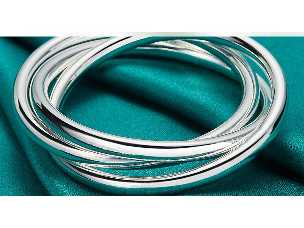 Женский серебряный браслет с тройным кругом: Ювелирные изделия из сплошных многокруговых элементов от West Lake Beauty