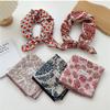 Flower Cotton Linen Print Scarves Floral Square Handkerchief Elegant Small Square Scarf  Women