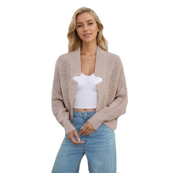 Autumn and Winter Women's Fashion V-neck Bat Sleeve Knitted Cardigan Sweater