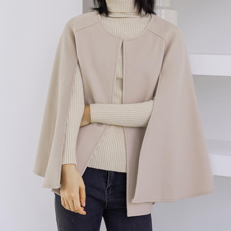 Весна Осень Новый Стиль Японский Стиль Куртка Круглый Вырез Свободный Крой Мантия Однотонный Топ Плюс Размер Стильное Женское Пальто