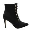Womens/Ladies Blythe Faux Suede Pointed Button Detail Mid Heel Ankle Boots