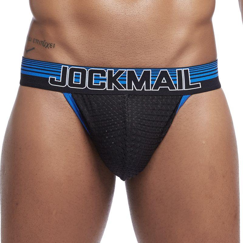 Трусы JOCKMAIL, модное брендовое сексуальное мужское нижнее белье, дышащее сетчатое нижнее белье с низкой талией, высоким разрезом, большой чехол для мошонки, спортивные трусы