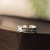 Adjustable Open Ring Men Women Sterling Geometric Wave Vintage Boho
