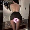 Сексуальное нижнее белье, сексуальный черно-белый перспективный костюм секретаря, соблазнение, чистое желание, юбка на бедрах, профессиональный костюм для настроения с открытой спиной