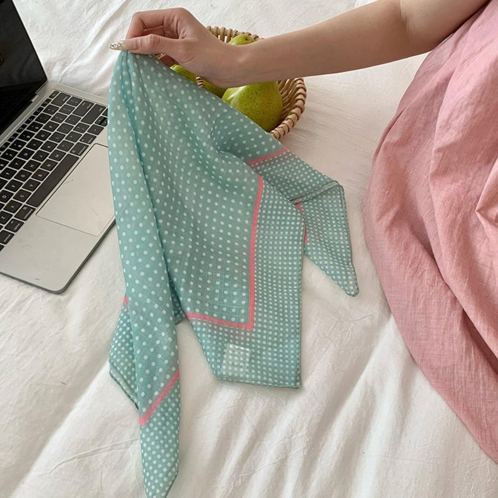 Sunscreen Small Square Scarf Neckerchief Headscarf Sweet Printed Silk Scarf  Girl