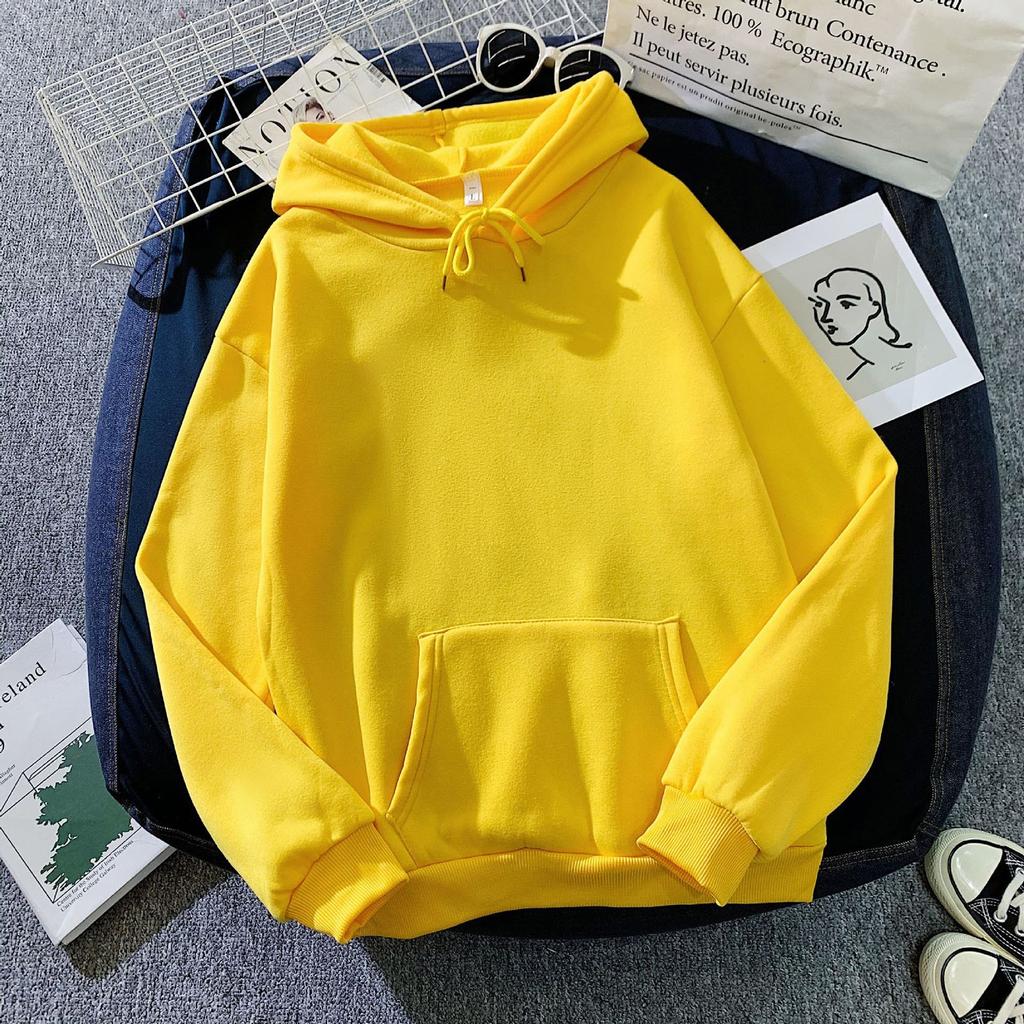 Women's Fashion Casual Solid Color Hooded Sweatshirt Loose Sports Tops Pullover