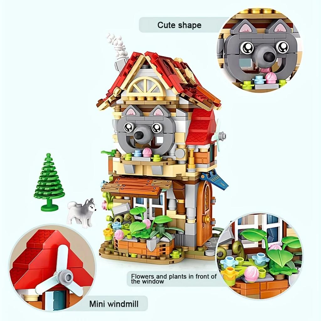 Мини-лесная хижина с видом на улицу, комплект строительных блоков для дома, набор кирпичей «сделай сам» для детей/взрослых, рождественский подарок