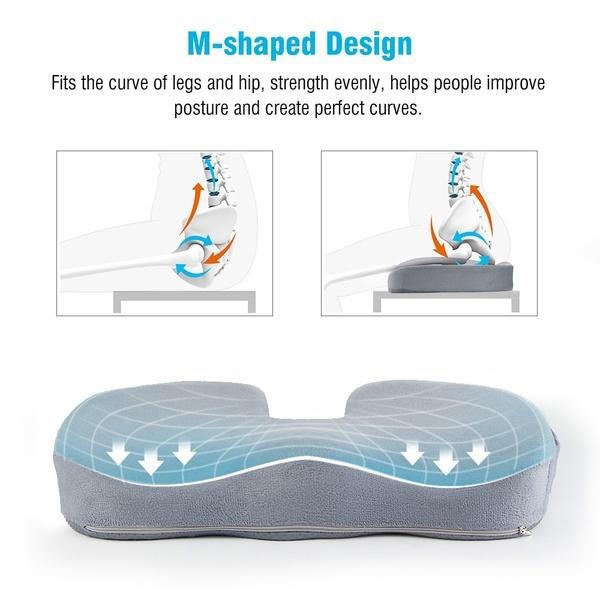 Гелевая подушка для домашнего офиса, подушка для автомобильного сиденья для ортопедического облегчения боли, удобная подушка для стула с памятью, защита поясничного отдела позвоночника
