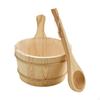4L Wooden Sauna Bucket and Ladle, Portable Bath Tub Barrel SPA Steaming Bathroom Tool