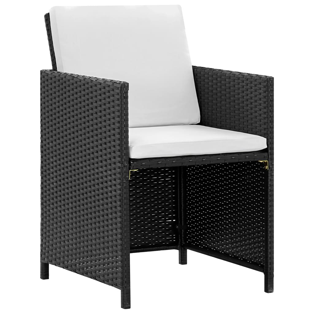 9 piece garden dining set with cushions poly rattan black