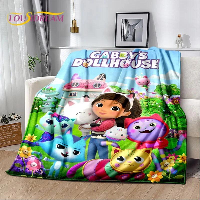 Cute Gabbys Dollhouse Cartoon Blanket,Soft Throw Blanket for Home Bedroom Bed Sofa Picnic Travel Office Rest Cover Blanket Gift