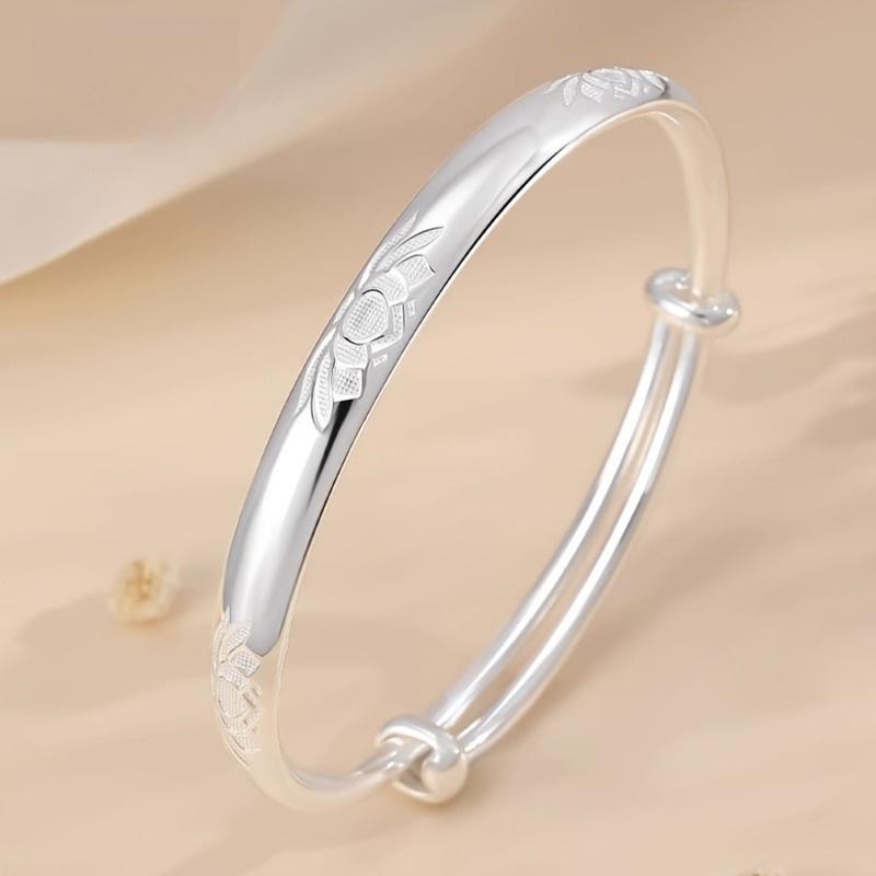 925 sterling silver lotus bracelet, 925 sterling silver women's lotus bracelet, adjustable size, perfect gift for Thanksgiving