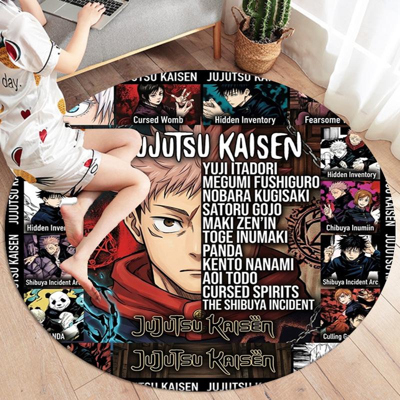 Ковер с круглым ворсом Jujutsu Kaisen Ковер для гостиной, спальни, дивана, игровой комнаты Декор Нескользящий коврик для пола