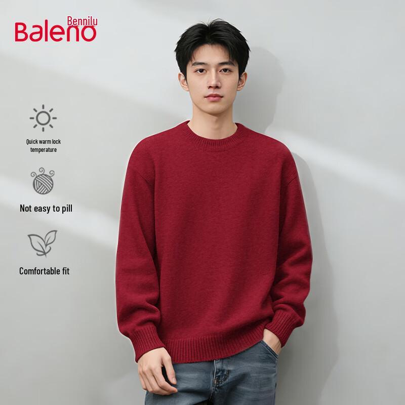 Baleno Men's Casual Long Sleeve Round Neck Knit Sweater