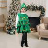2 Pcs/Set Christmas Costume with Hat Multi Plush Ball Pendant Decor Scattered Cake Hem Sleeveless Round Neck A-line Christmas Tree Cosplay Performance