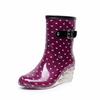 Rubber Rain Boots for Women Waterproof High Heel Fashion Girls Shoes Ladies Short Ankle PVC Rainboots Non-slip Fur Leather Boots