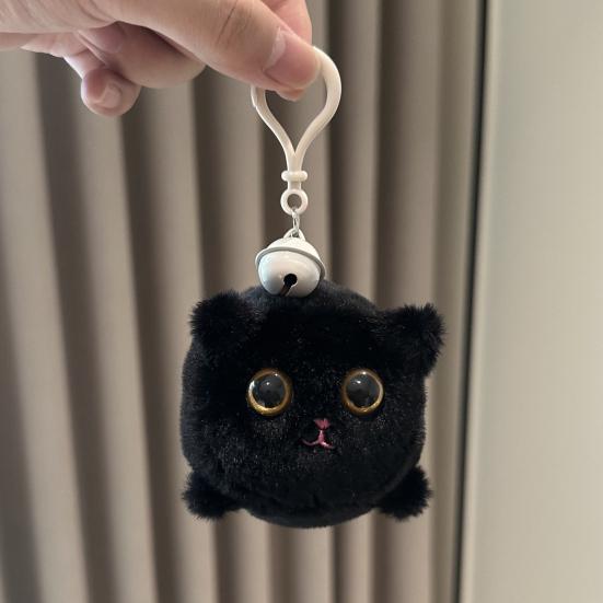 Кошка плюшевая игрушка брелок веревочный привод дизайн кошка кулон для детей любителей кошек колокольчик звук многоцелевое украшение кукла для сумок ключи автомобиль комната