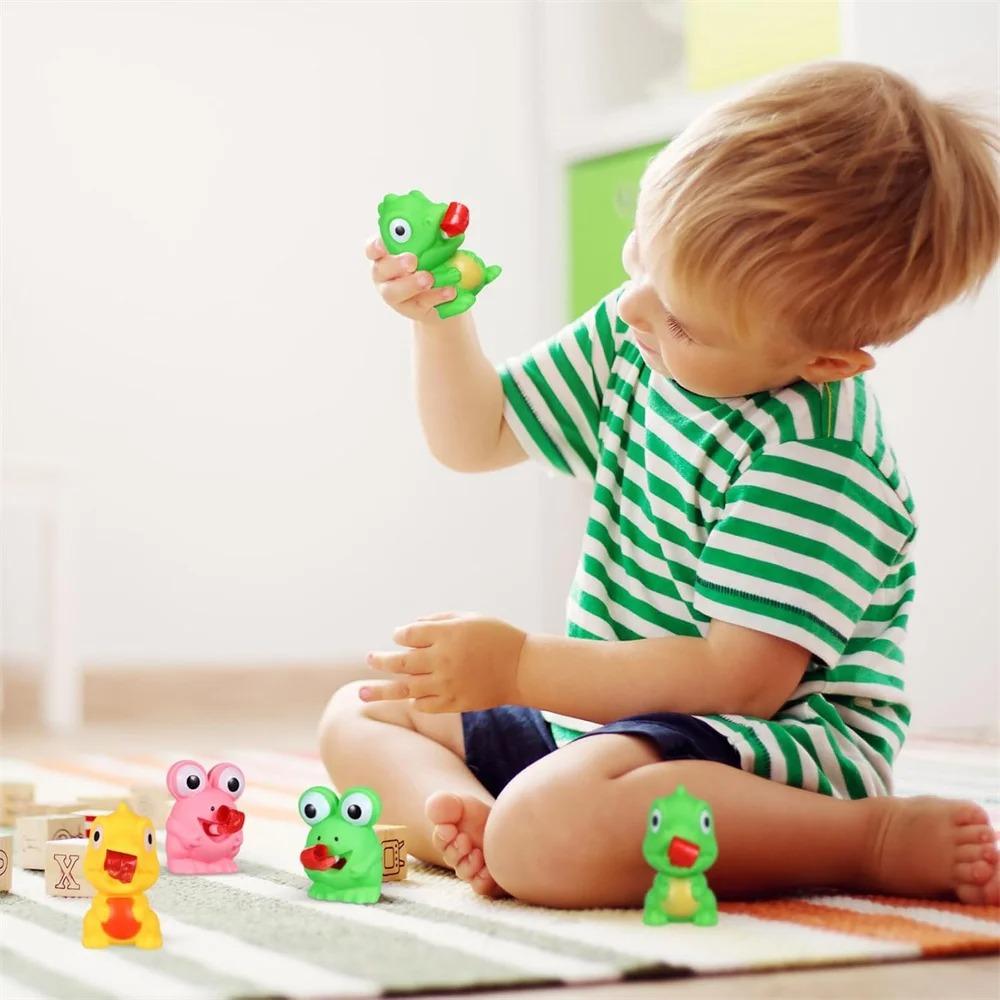 Stress Relief Frog & Dinosaur Toys - Tongue-Sticking Squeeze Pop-Up Toys, Funny Screaming Party Favors & Anxiety Gifts for All A