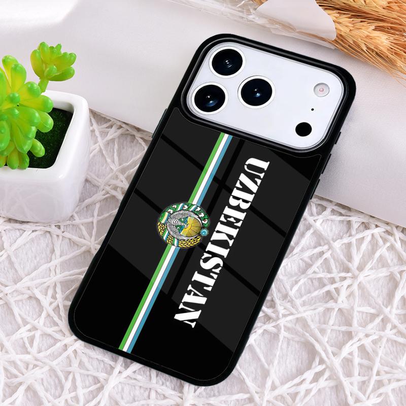 Чехол для телефона с эмблемой национального флага Узбекистана для iPhone 17 Air 16 15 11 12 14 13 Pro Max Ударопрочный чехол