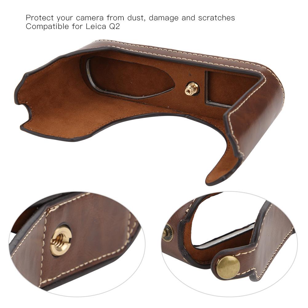 Чехол из искусственной кожи Защитная накладка на половину корпуса для камеры Leica Q2 с отверстием для батарейного отсекакофе