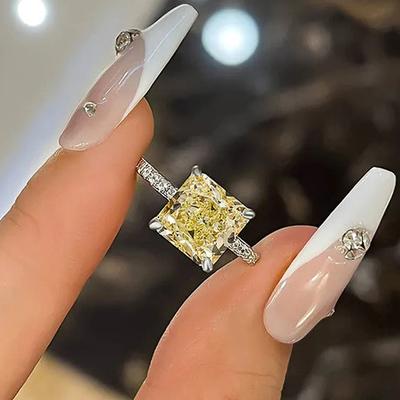 Изящные квадратные женские кольца с желтым кубическим цирконием, темпераментное кольцо на палец для свадебной годовщины, вечеринки, изысканный подарок, новые модные украшения