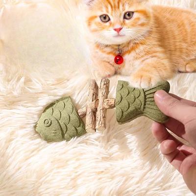 Игрушка для кошки Рыбья кость Дерево Горец перечный Кошачья мята Прорезыватель Имитация рыбы Прорезыватель Прочный для укусов