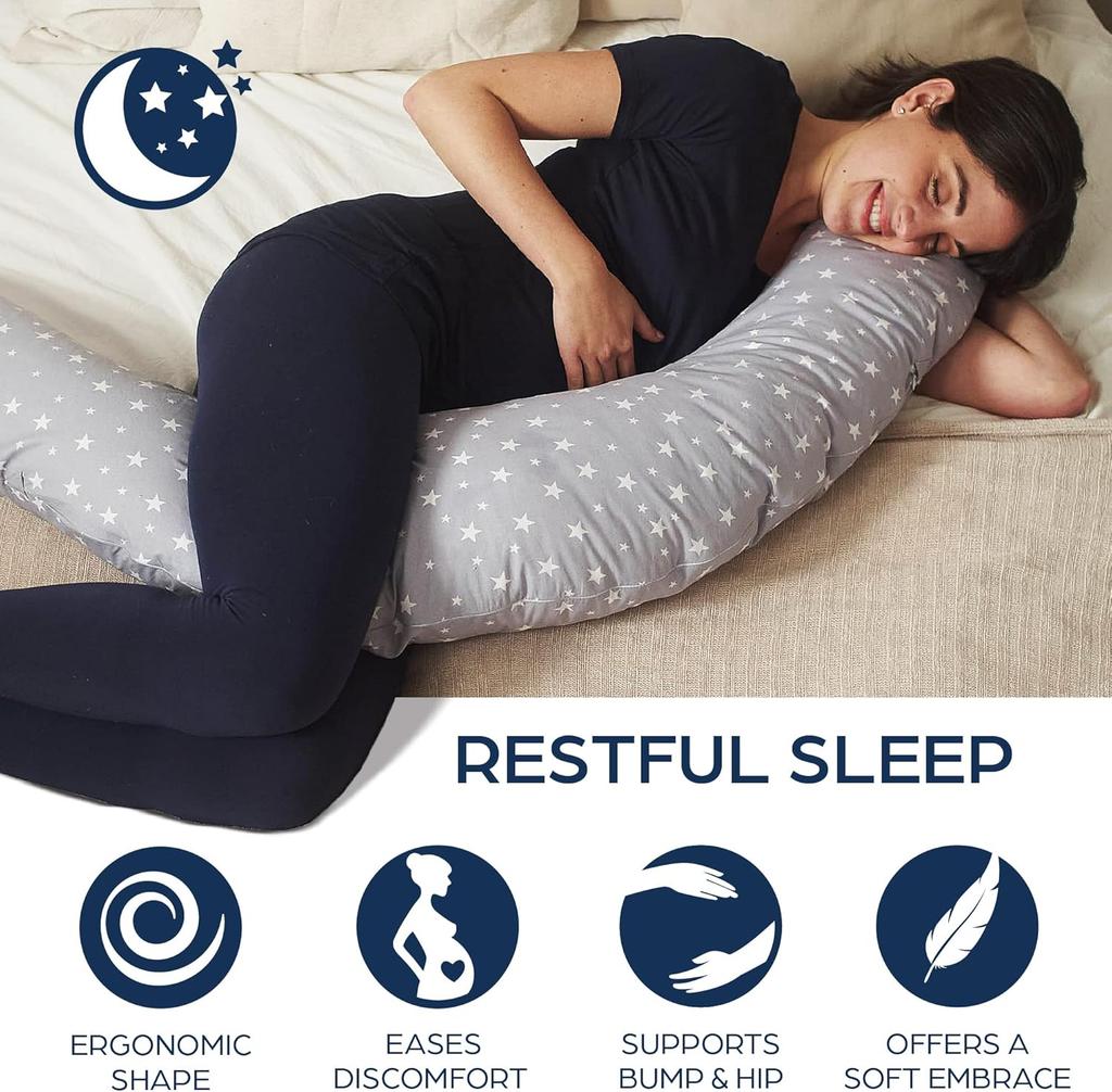 2-in-1 Nursing Pillow Pregnancy Pillow Side Sleeper Pillow for Baby, Pregnancy Pillow with Inner Cushion and Cotton Nursing Pillow Cover