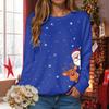 Женский модный повседневный пуловер с длинными рукавами свободного кроя и рождественским принтом, с круглым вырезом