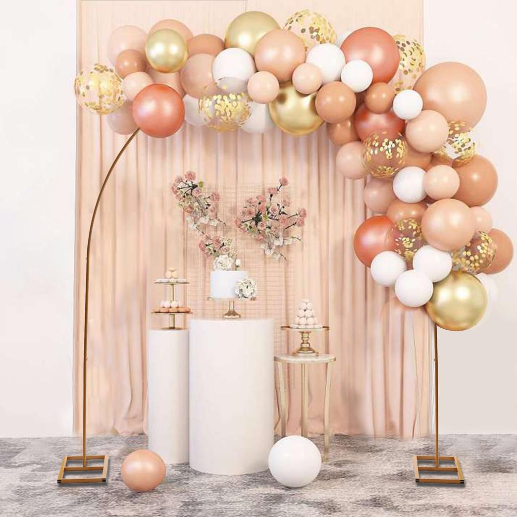 7.5ft Tall Elegant Gold Metal Wedding Arch Stand for Bridal Ceremony, Balloon Backdrop, Anniversary Birthday Event Decor Frame
