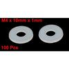 uxcell Flat Washers, Nylon Washers, Spacers, Gasket Fasteners, M4 x 10mm x 1mm, Gray White, 100 Pieces