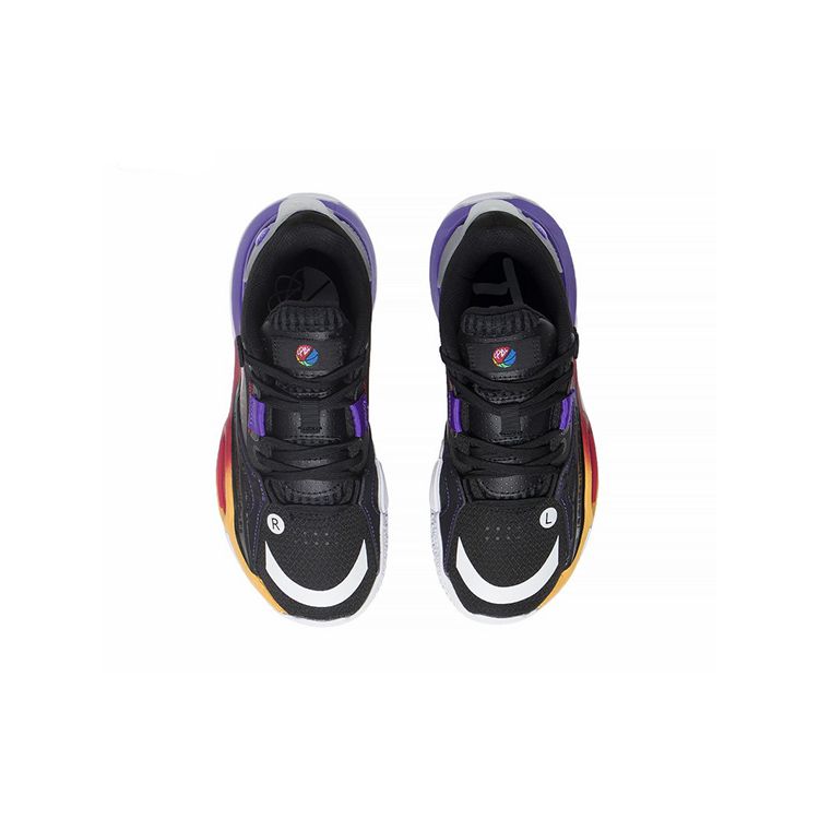 Li Ning All City 10 V1 Shock Absorption Anti-Slip Wear-Resistant Rebound Low-Top Basketball Shoes Kids Sneakers Black Purple YKBS060-7