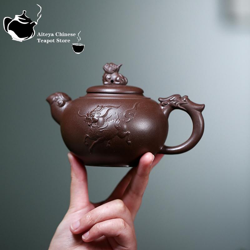 Исин ручной работы фиолетовый глиняный горшок оригинальный мой фиолетовый глиняный горшок Kylin питьевой пуэр домашний чайник кунг-фу чайник 340 мл