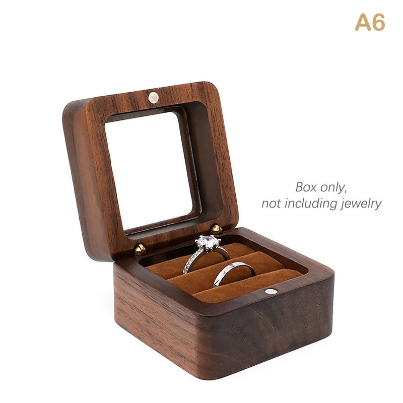 Шкатулка для ювелирных изделий из цельного дерева грецкого ореха, шкатулка для обручальных колец, маленькая настольная для хранения ювелирных изделий