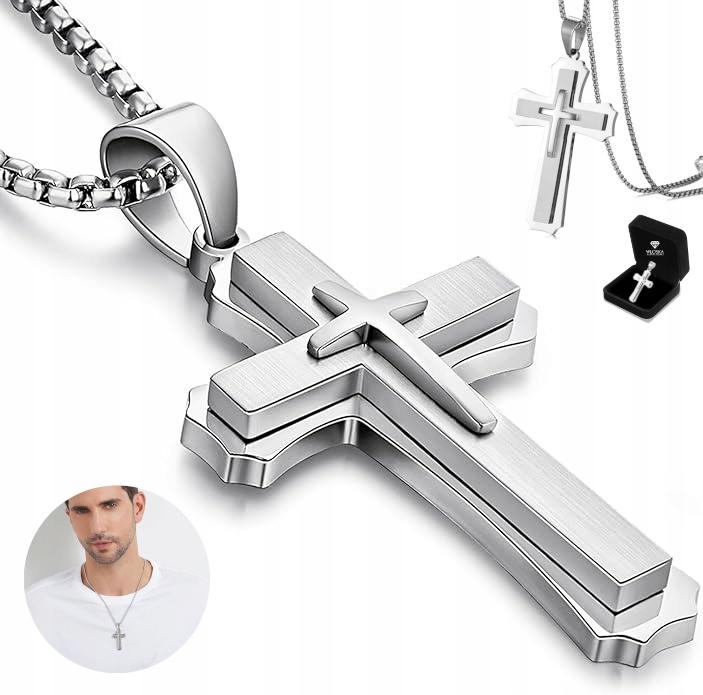 Cross with Chain Silver Men' CROSS Diamond ITALIAN CHAIN