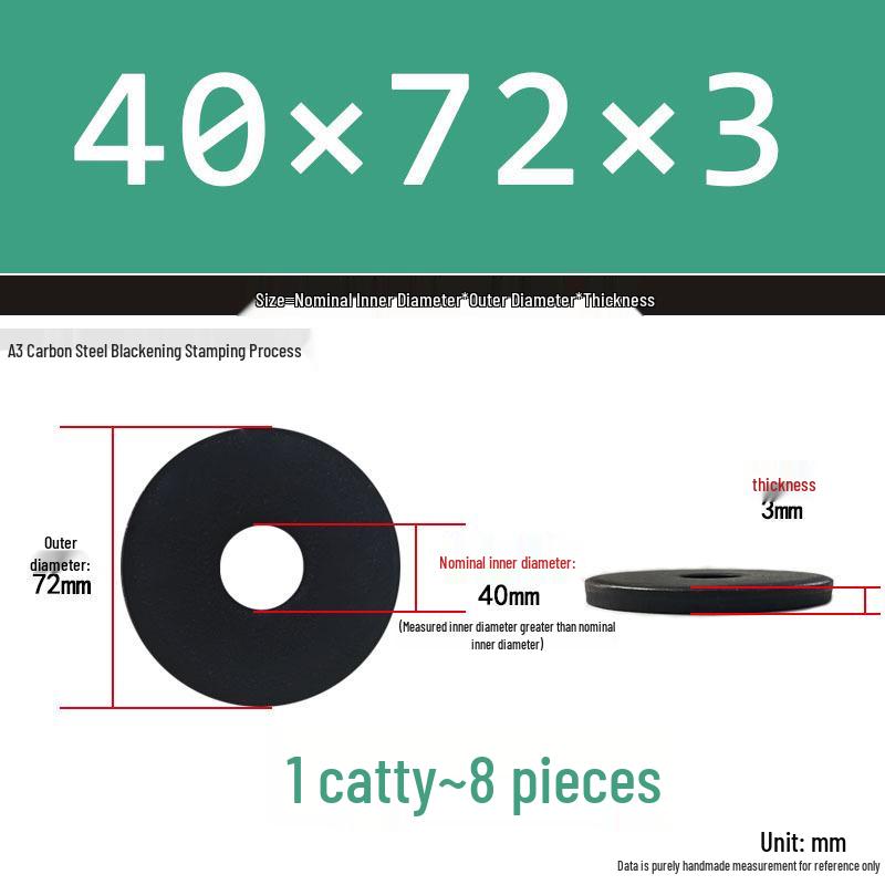 Black Oversized Thickened Round Metal Flat Washer Spacer for Home Use