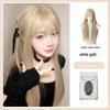 Platinum Blonde Long Wig for Women - Mi Haisha Cosplay Lolita Full-Cover Straight Hairstyle Set