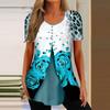 Рубашки для женщин, топы с короткими рукавами, нарядные летние повседневные блузки с v-образным вырезом и нерегулярным подолом с принтом, футболки