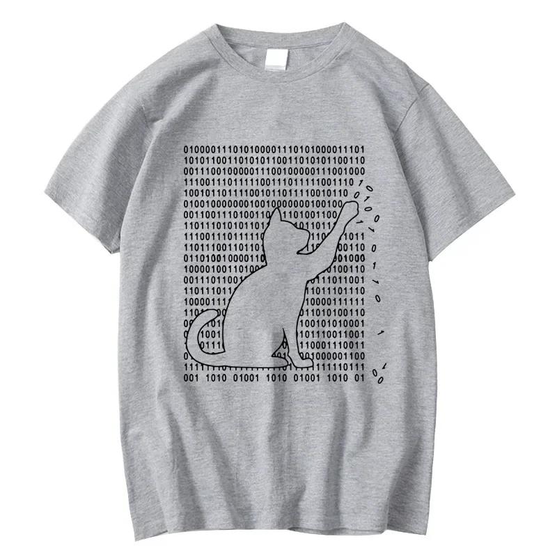 Men's High Quality T-shirt 100% Cotton Funny Cat Design Print Summer Loose Short Sleeve for Men T-Shirt Fashion Streetwear Tops