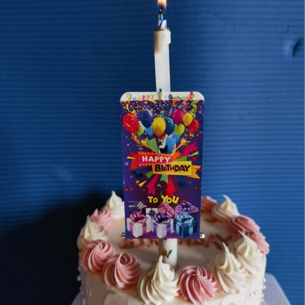 Birthday Candle Fan Decoration Surprise Blessing Fan Fan Shape Expansion Creative Party Automatic Baking