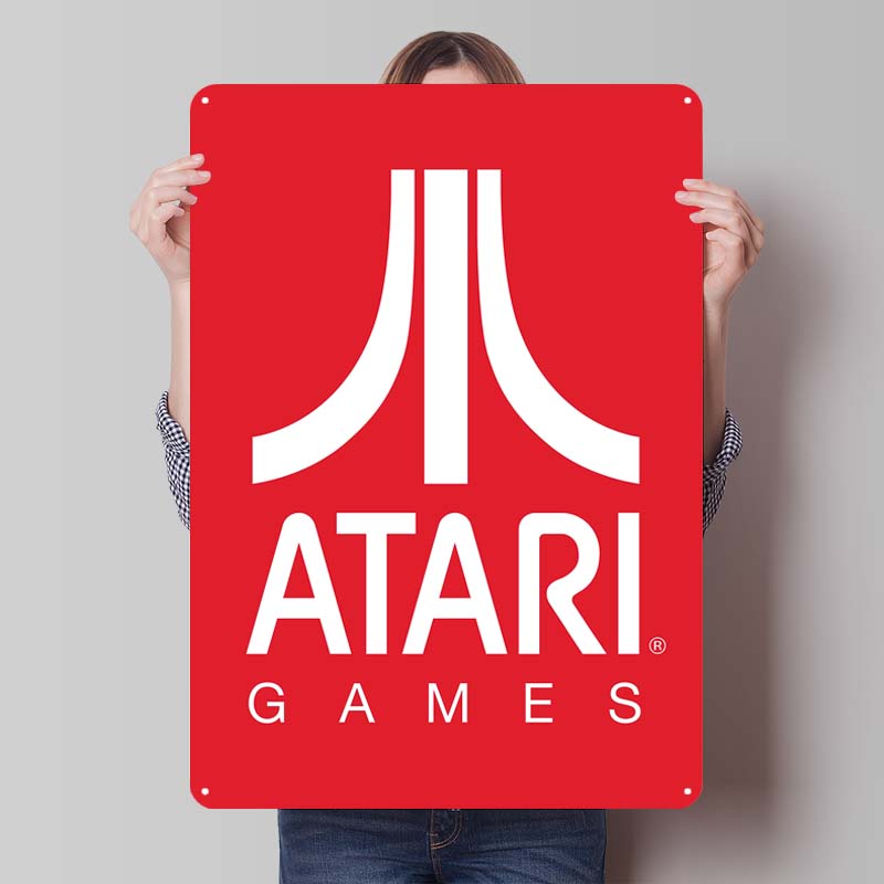 A-Atari Posters Classic Game Metal Signs Wall Decor Custom Tinplate Plaques for Gamers Gaming Room Decoration Art Mural Man Cave