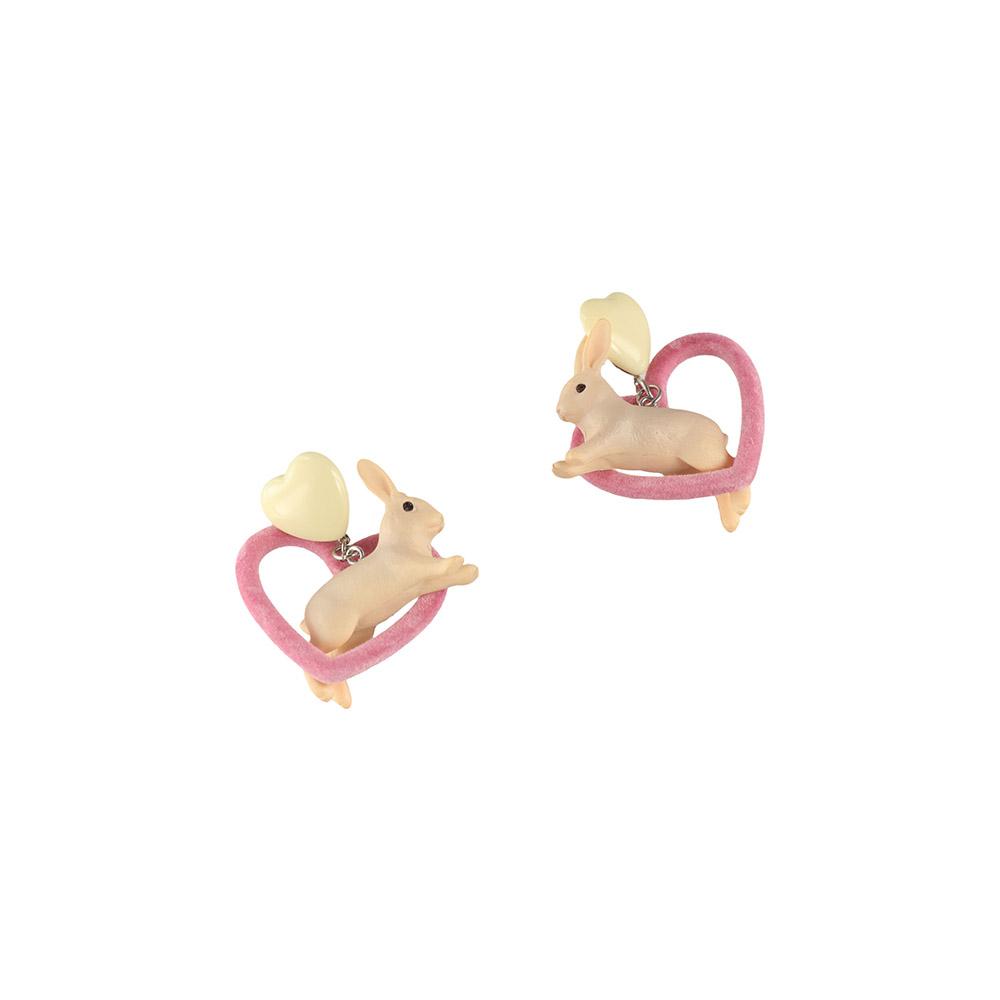 Girls Gifts White Heart Rabbit Korean Style Jewelry Animal Earrings Women Earrings Resin Jewelry
