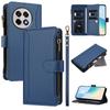 For OnePlus Ace 5 Pro 5G/OnePlus 13R 5G Leather Case 9 Card Slots Zipper Wallet Stand Phone Cover with Wrist Strap
