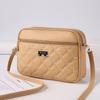 Women PU Leather Wave Embroidered Small Shoulder Bag Simple Solid Color Multi-layer Heart Decor Phone Crossbody Bag CLE