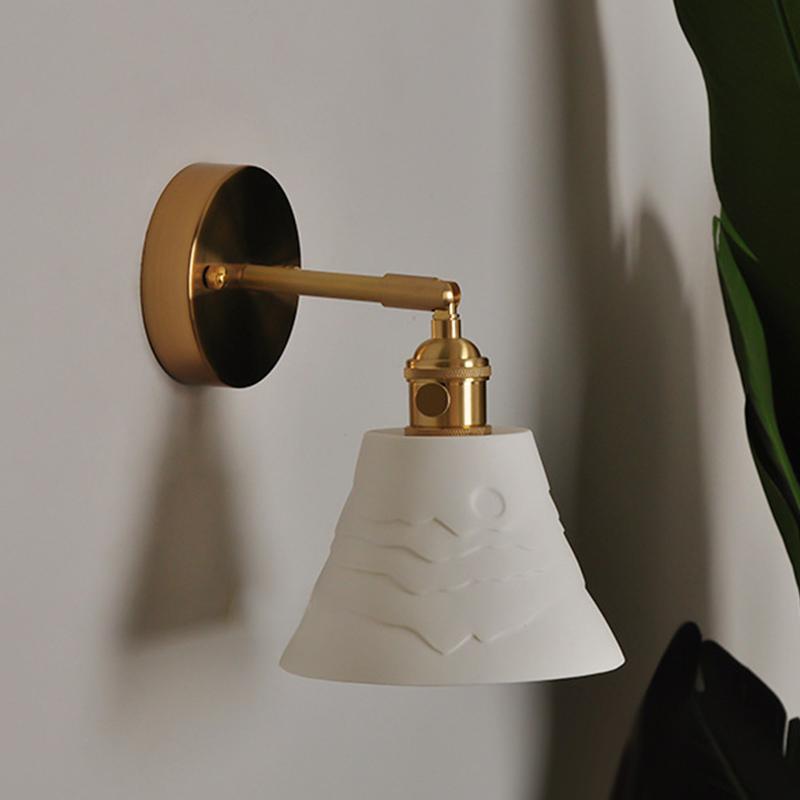 Japanese Brass Mirror Front Wall Lamp Nordic Simple Bedroom Bed Retro Japanese Tea Room Mountain Shadow Ceramic Wall Lamp
