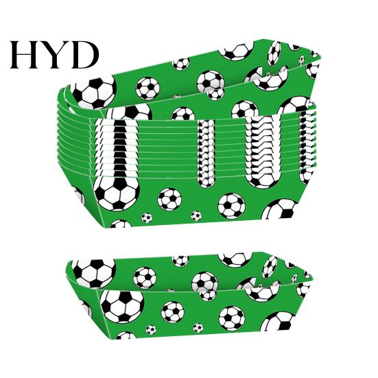 Game Watching Snacks Tray 12Pcs Paper Snack Box for French Fries Fried Chicken Popcorn Snacks, Football Print Theme Foldable Food