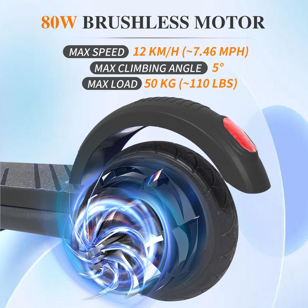 6'' Foldable Electric Scooter,Max Speed 12 km/h,LED Colorful Lights & Display,5-8KM of Range,with Electronic Brake,for Kids 6-12 Years