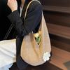 Women's Casual Hollow Out Wicker Woven Ladies Handmade Totes Bag Large Capacity Summer Beach Floral Decor Female's Shoulder Bag