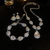 Exaggerated Inlaid Rhinestone 2 Pcs Set Water Drop Bracelet Geometric Necklace Luxury Earring Temperament Zircon Sets for Women