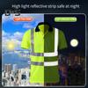 High Visibility Safety T-Shirt Button Lapel Tee Shirt with Reflective Tape Quick-dry Breathable Workwear Security Top for Construction Workers
